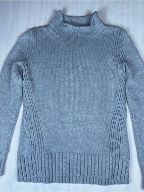 J. Crew Always Light Gray Ribbed Knit Rolled Mock Neck Sweater Size: XS
